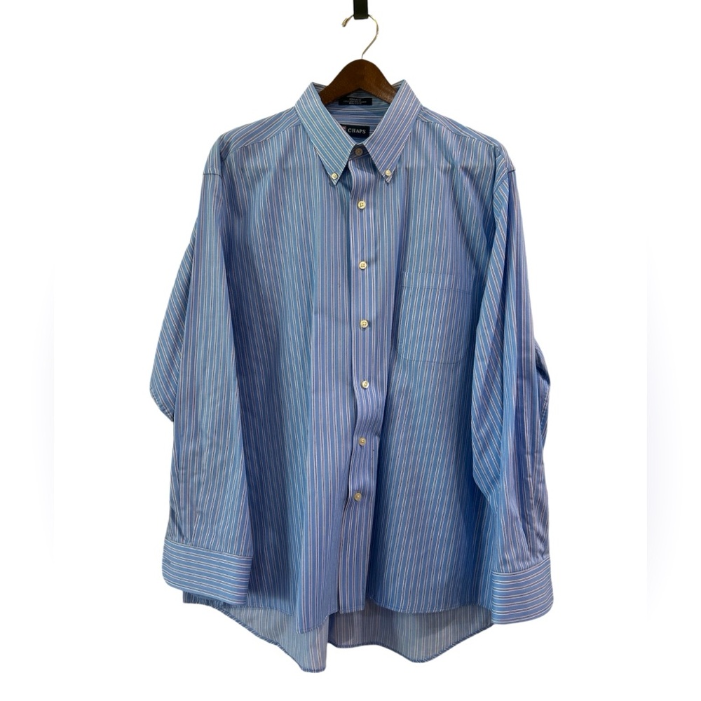 Chaps Blue Striped Button Down Shirt XXL